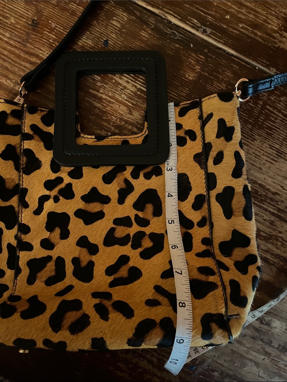 Leopard Print Calf Hair Leather Crossbody/ Satchel - Picture 7 of 10